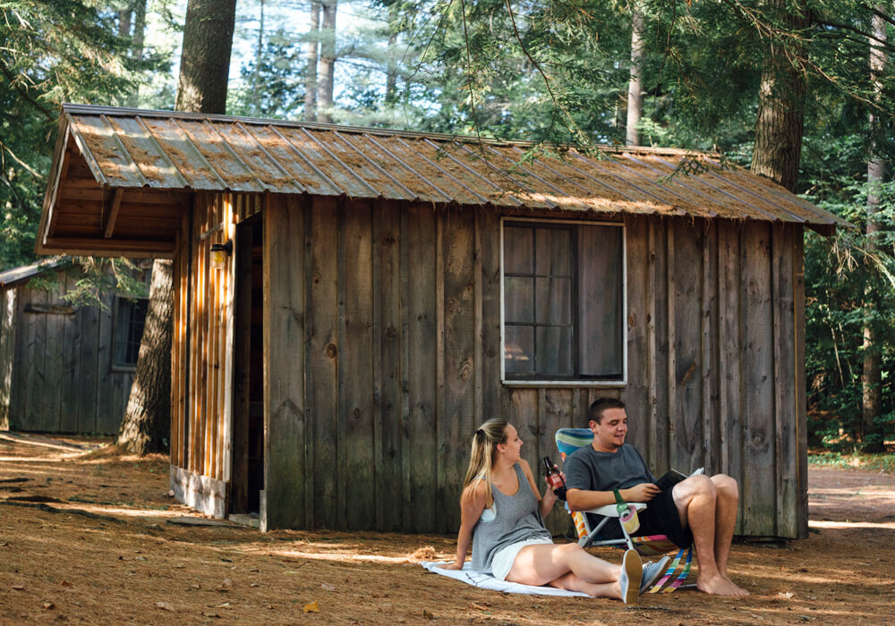 The tents often have beds, bathrooms, and Wi-Fi.